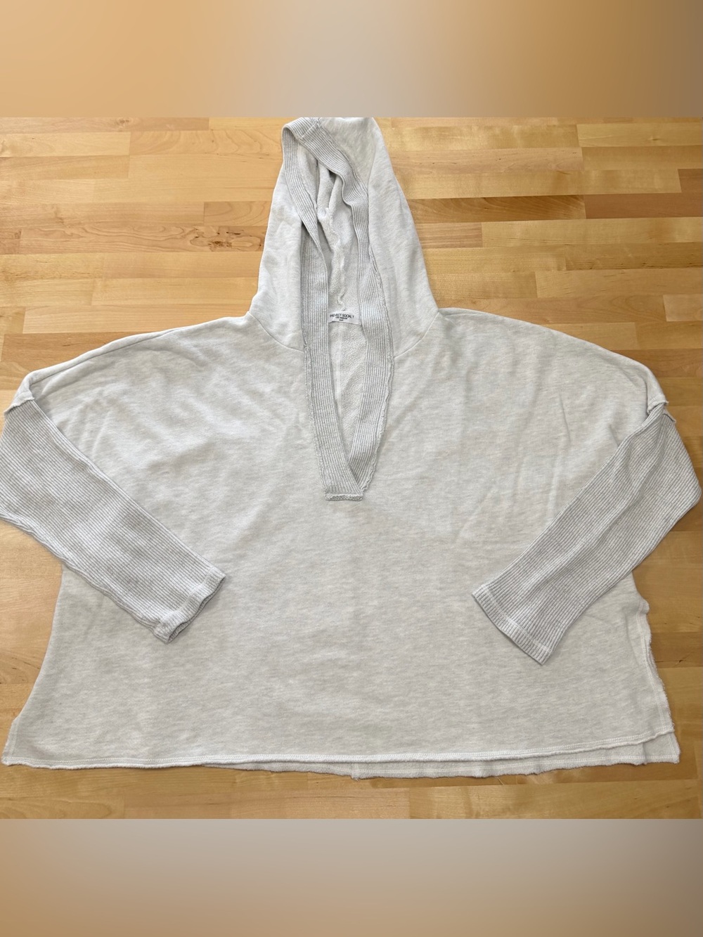 Project Social T Oversized V Neck Hoodie Pullover Gray Size Small
